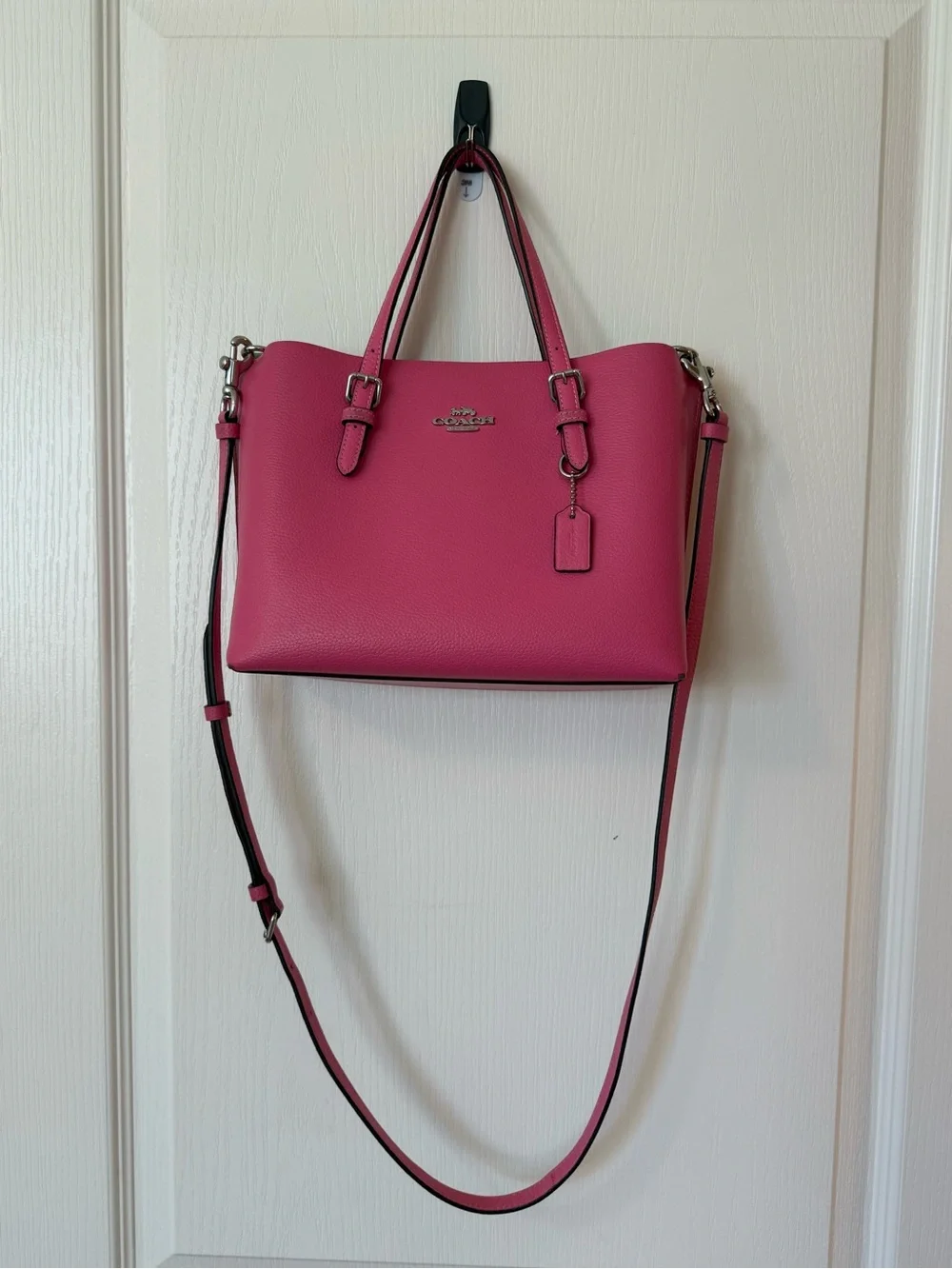 Coach Pink Leather Mollie Tote Purse with Crossbody Strap
